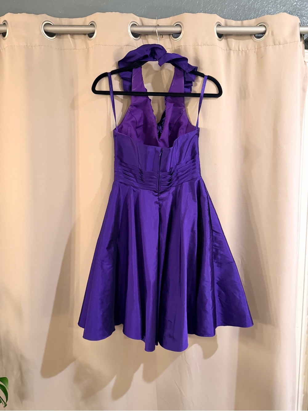Angelina Faccenda Purple Ruffled Halter Fit & Flare Dress - Picture 2 of 7